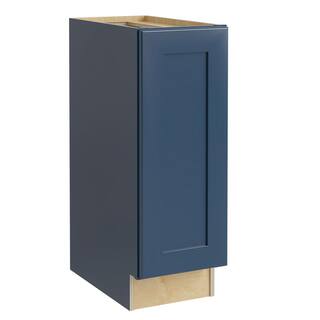 Home Decorators Collection Newport Blue Painted Plywood Shaker Stock Assembled Base Kitchen Cabinet Soft Close FH Right 15 in. x 34.5 in. x 24 in. B15FHR-NMB