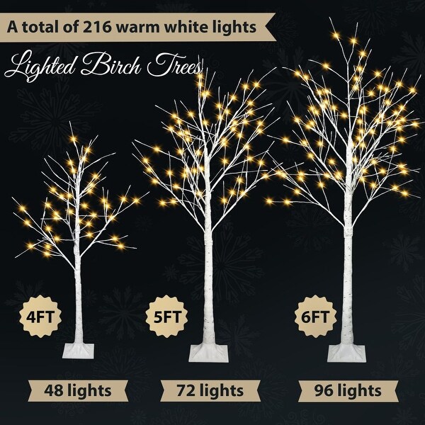 4 FT 48 LED/5 FT 72 LED/6 FT 96 LED Artificial Lighted Birch Tree