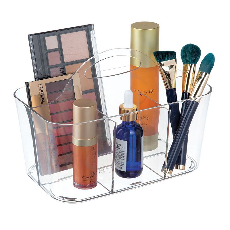 mDesign Small Plastic Divided Cosmetic Storage Organizer Caddy Tote Bin