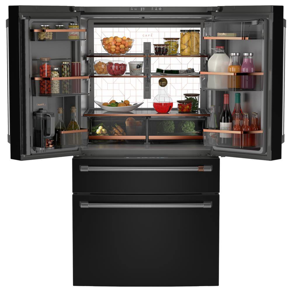 Cafe 28.7 cu. ft. Smart Four Door French Door Refrigerator in Matte Black with Dual-Dispense Autofill Pitcher CGE29DP3TD1