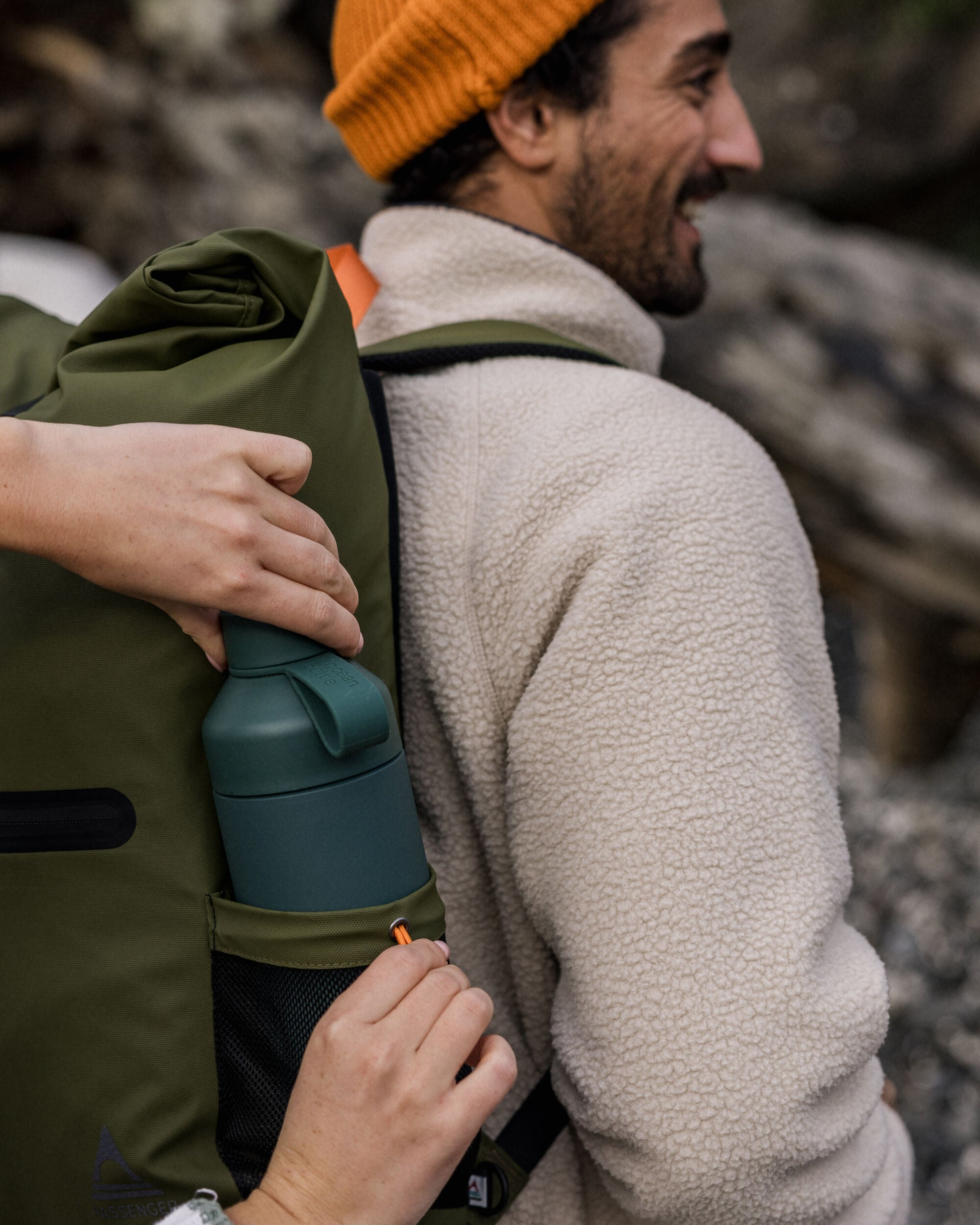 Crossing Roll Top Backpack - True Black/ Khaki