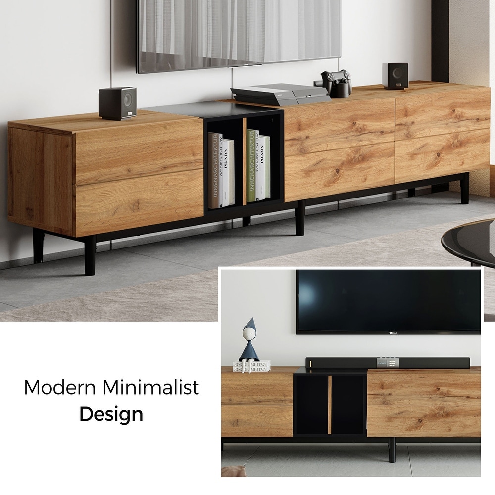 Modern TV Stand TV Console with Storage Cabinets for TVs up to 80\