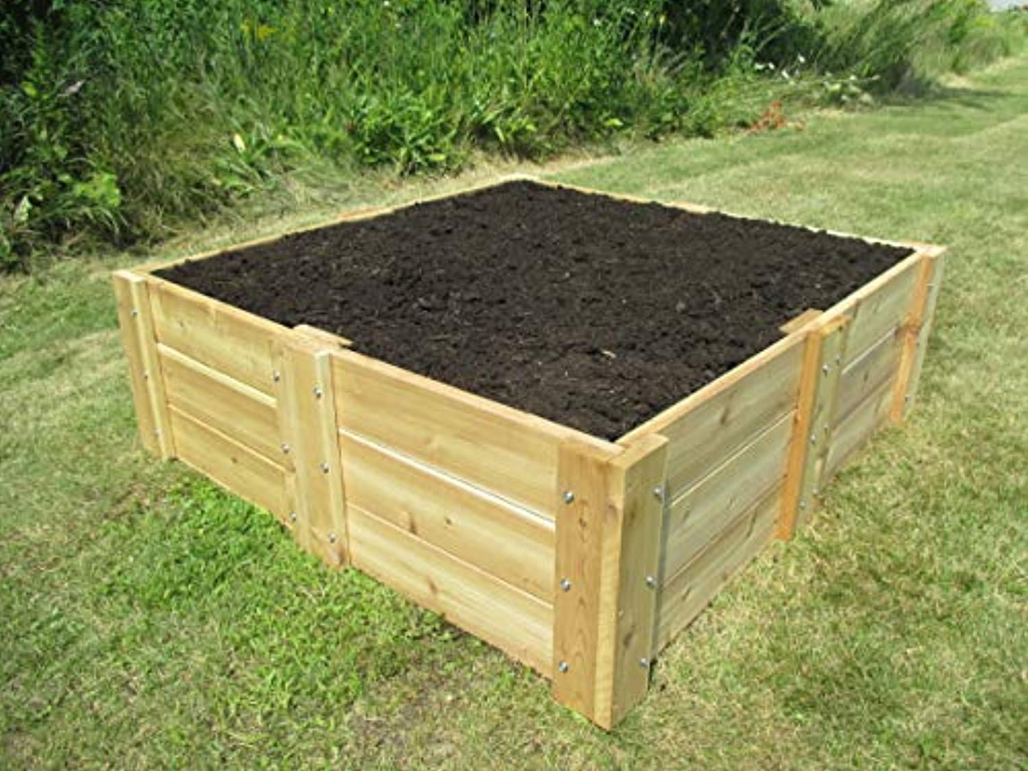 Infinite Cedar RB4x4x16.5 Deep Root Cedar Raised Garden Bed& 4 ft. x 4 ft. x 16.5 in.