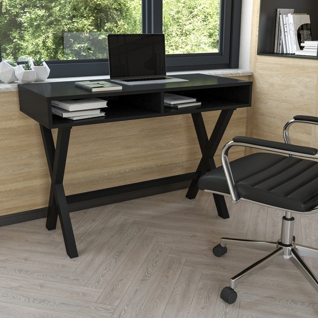 Flash Furniture Home Office Writing Computer Desk With Open Storage Compartments Table Desk For Writing And Work