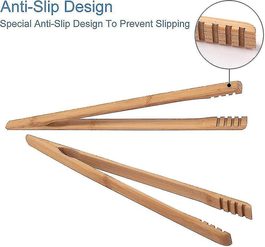 Set Of 2 Reusable Bamboo Toast Tongs - Wooden Toaster Tongs For Cooking and Holding， Tongs