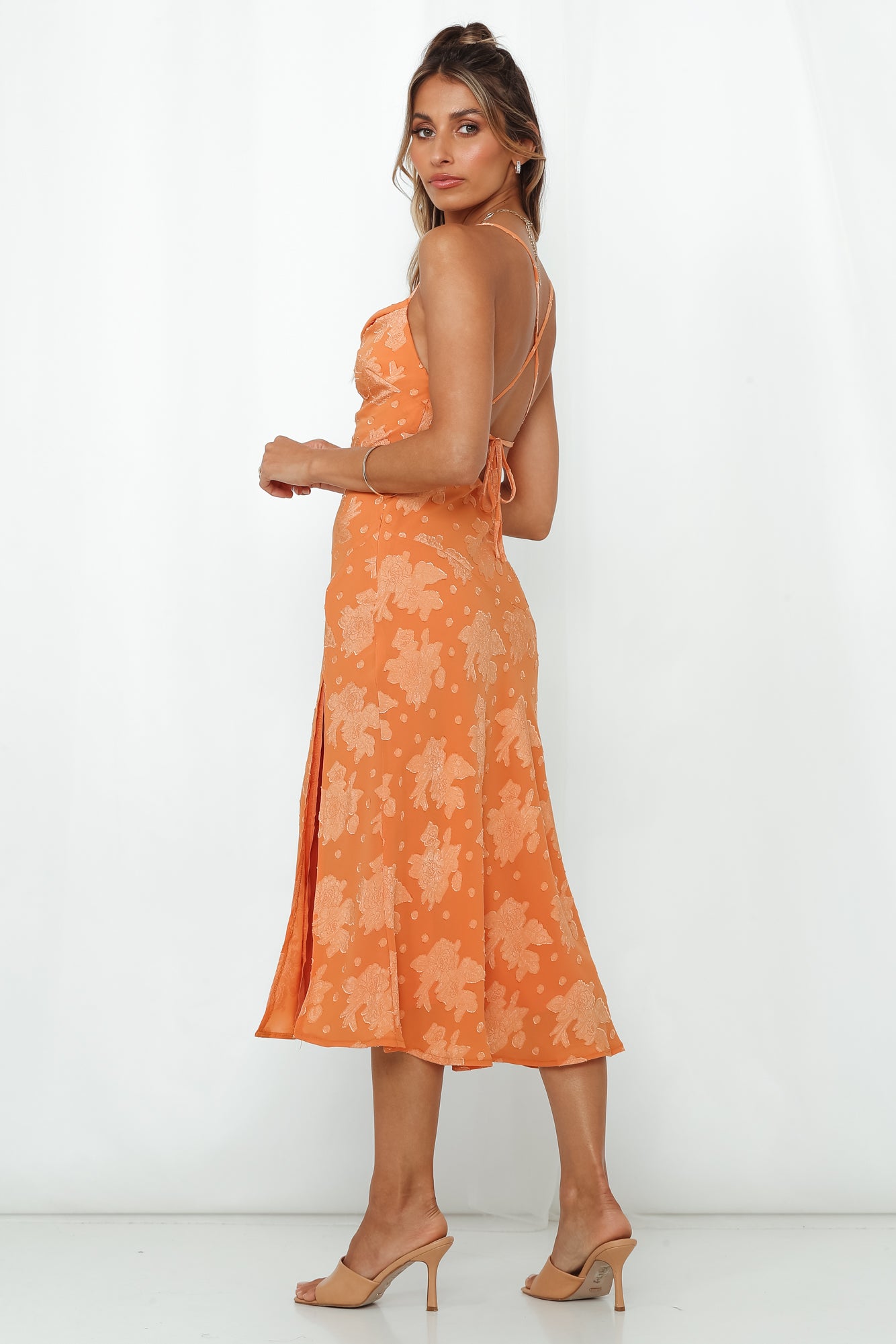 Drinks On Me Midi Dress Orange