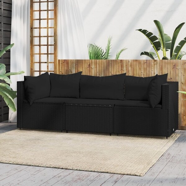 vidaXL Patio Lounge Set with Cushions Brown/Black/Gray Poly Rattan