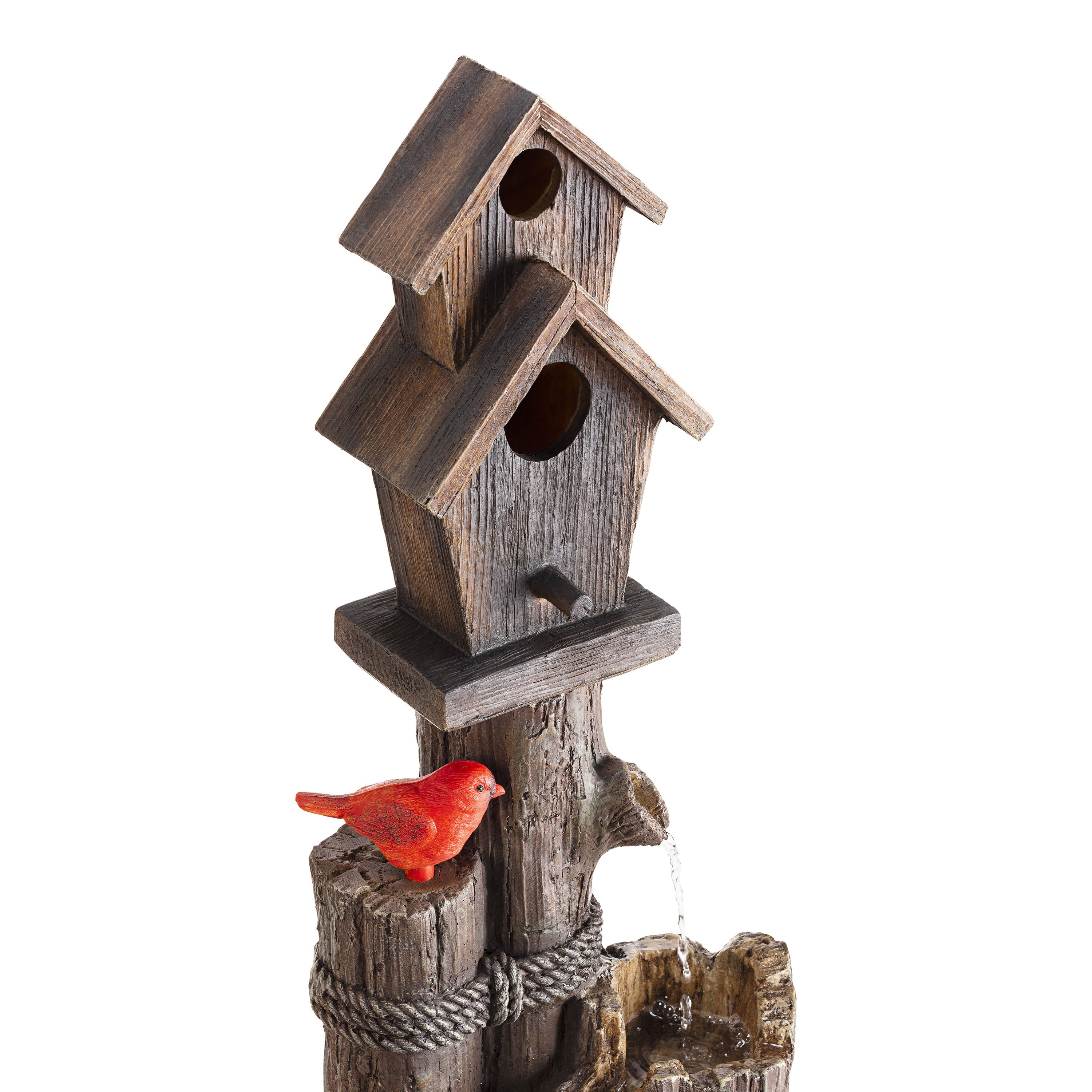 Alpine Corporation 35-Inch Fountain and Birdhouse with Cardinal Figurine