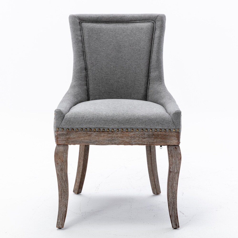 Thickened Fabric Dining Chair with Neutrally Toned Solid Wood Legs