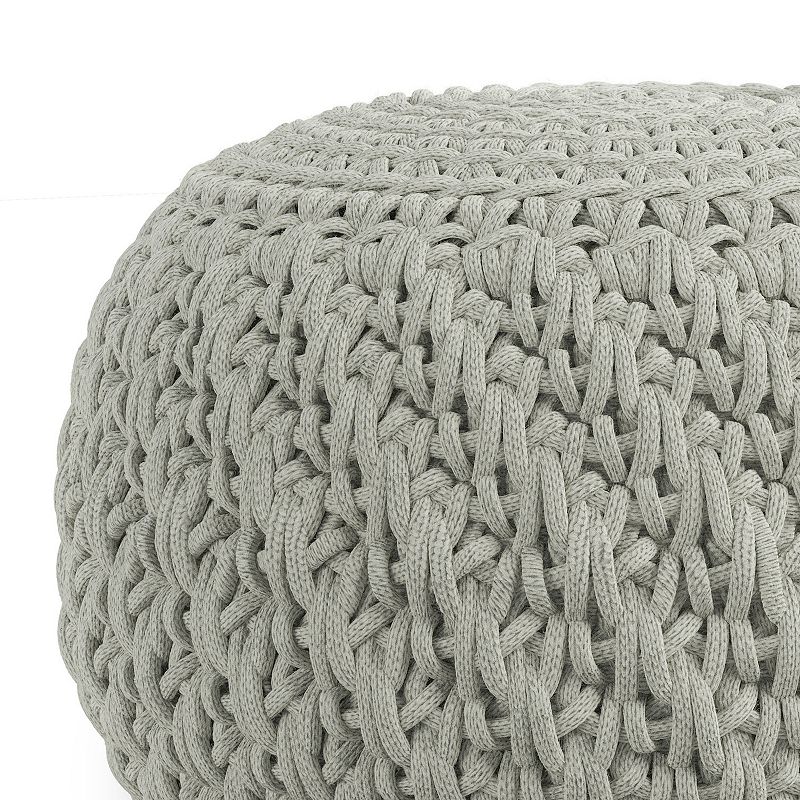 Simpli Home Nisi Round Knitted Indoor / Outdoor Pouf