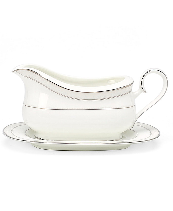 Noritake Montvale Platinum Gravy Boat with Tray 16 oz