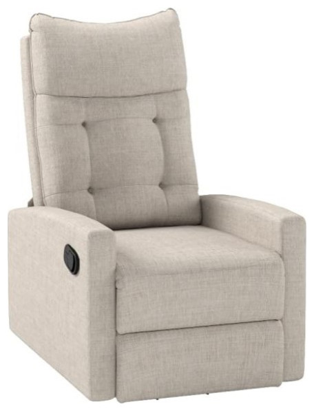 Contemporary Recliner Chair  Glider and Swivel Functions With Padded Seat  Beige   Transitional   Recliner Chairs   by Declusia  Houzz