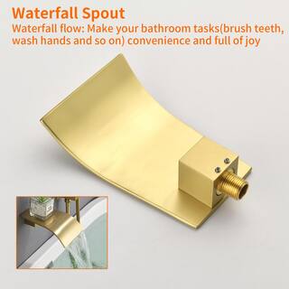 UKISHIRO 4.07 in. Single-Handle 3-Spray 1.8 GPM Adjustable Hand Shower and Wall Mounted Tub Spout in Gold (Valve Included) SMDJEO316001