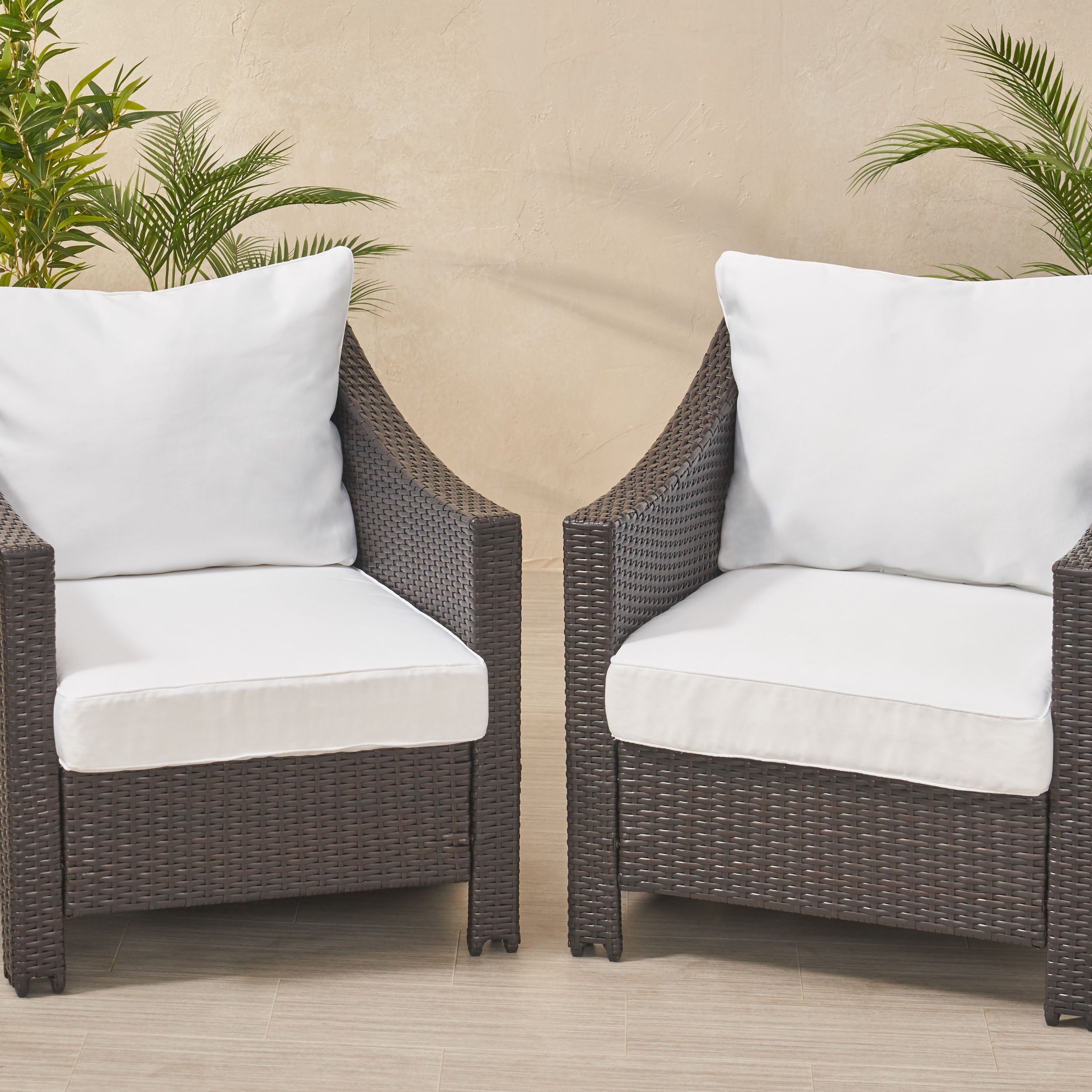 Luciella Outdoor Water Resistant Fabric Club Chair Cushions with Piping (Set of 2)