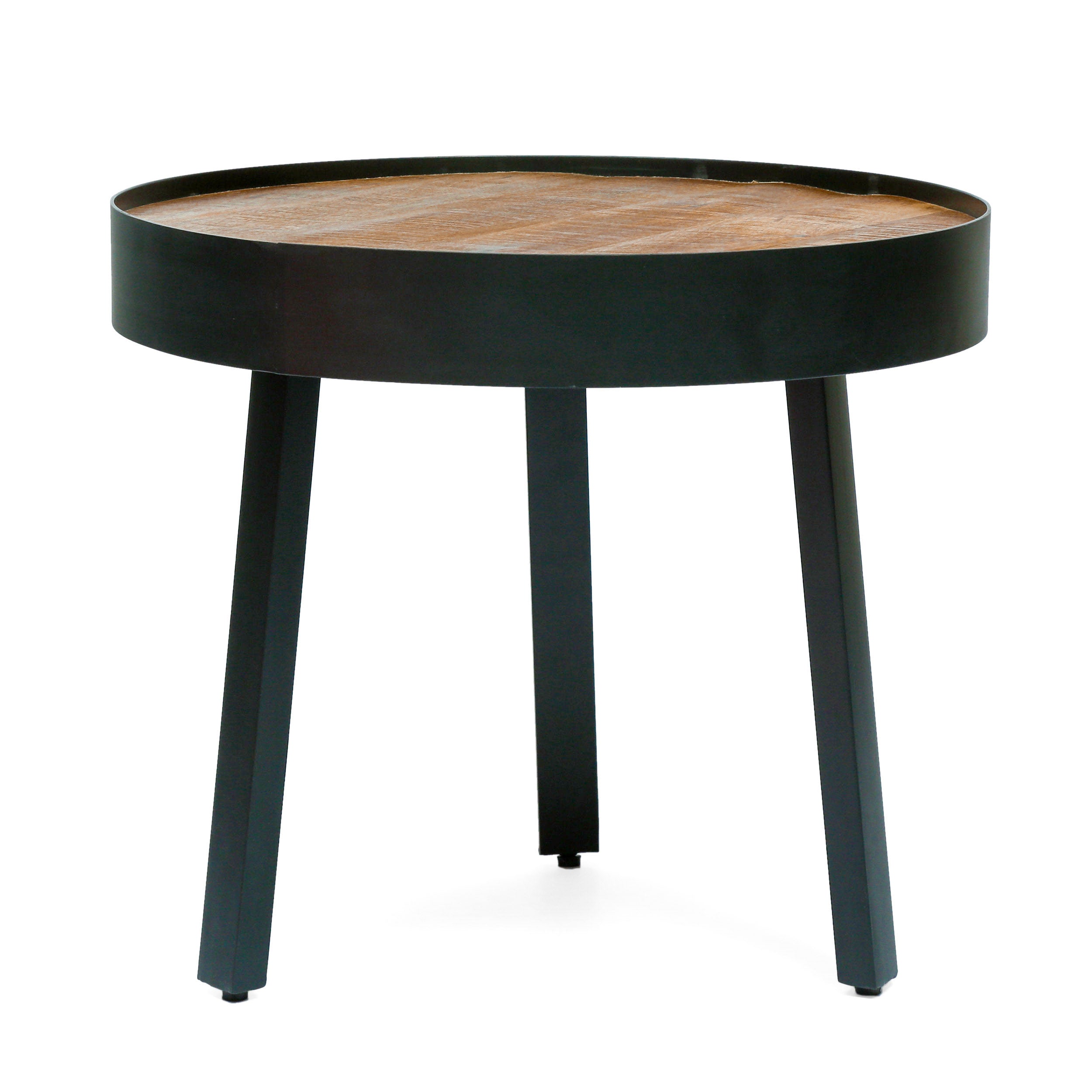 Zeyer Modern Industrial Handcrafted Mango Wood Side Table, Natural and Black