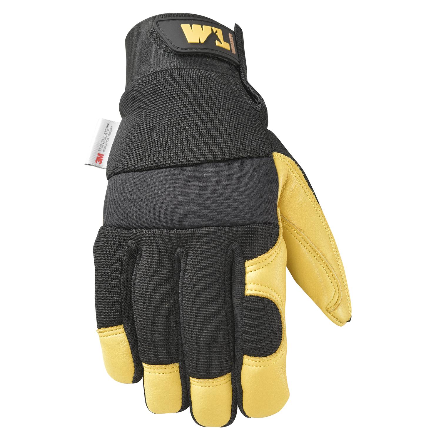 Wells Lamont Men\u0027s Saddletan Grain Winter Work Gloves Black/Yellow XL 1 pair