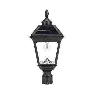 GAMA SONIC Imperial II Bulb 1-Light Black Resin LED Outdoor Solar Post Light with 3 in. Fitter 96B50012