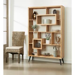 Coast To Coast Accents Acacia 75 in. Natural and Black 11-Shelf Wooden Etagere 53420