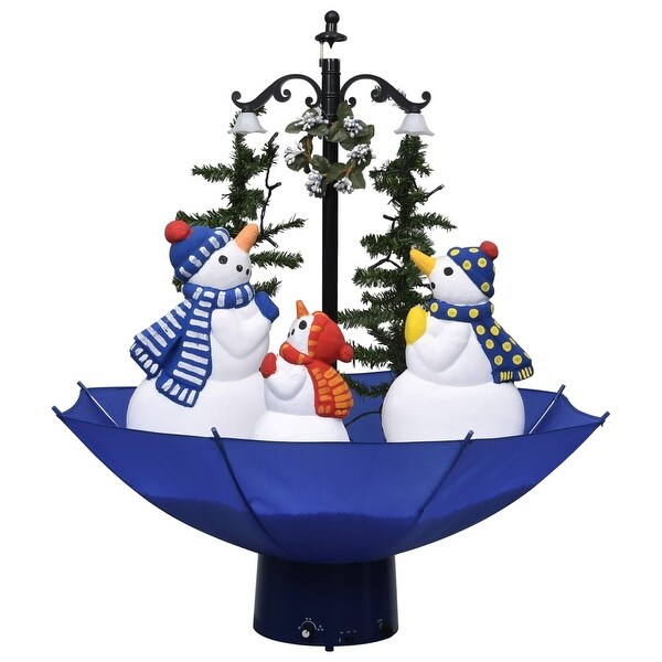 vidaXL Snowing Christmas Tree with Umbrella Base Blue 2 ft PVC