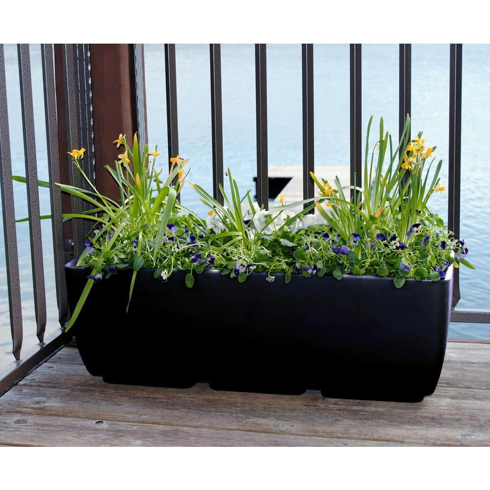 RTS Home Accents 36 in. x 15 in. IndoorOutdoor Black Polyethylene Rectangular Planter 56030001008081