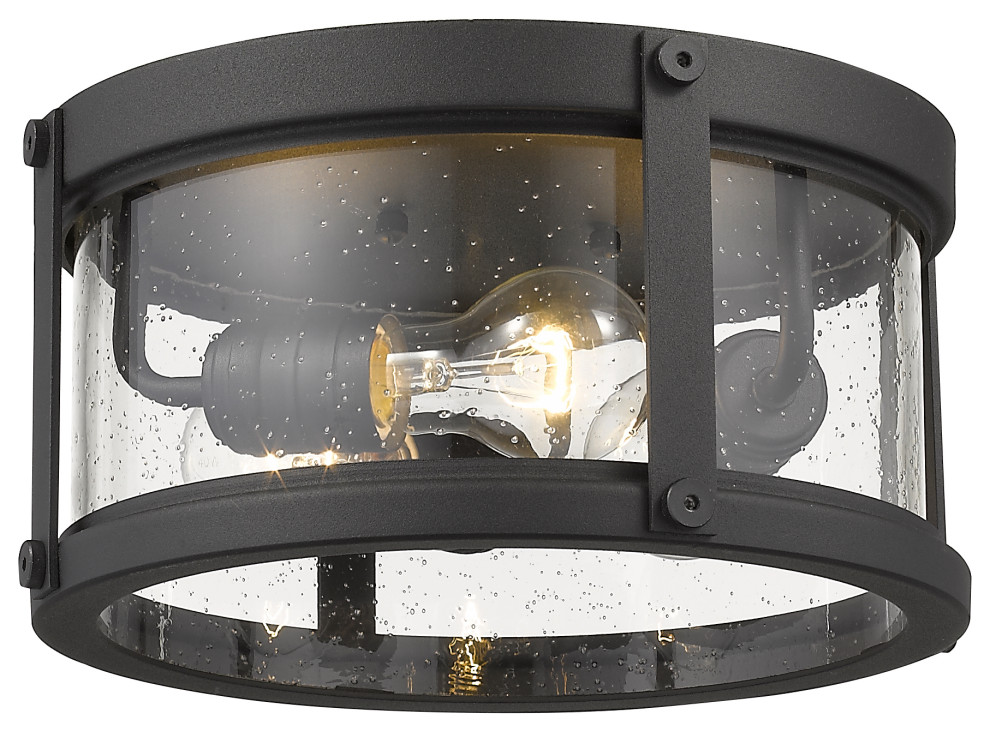 Z Lite 569F BK Roundhouse 3 Light Outdoor Flush Ceiling Mount Fixture in Black   Transitional   Outdoor Flush mount Ceiling Lighting   by Buildcom  Houzz