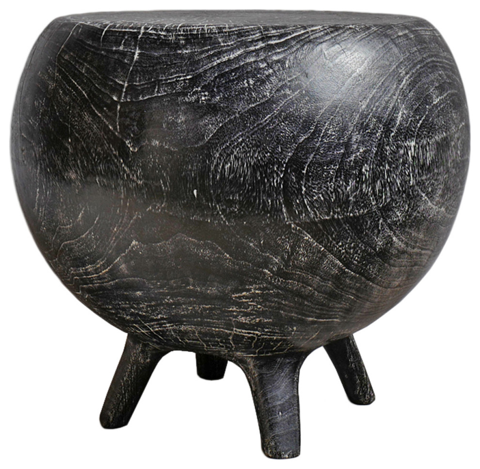 Ebony Washed Kira Stool Table   Rustic   Side Tables And End Tables   by Design Mix Furniture  Houzz