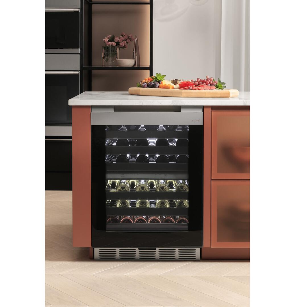 Cafe CCR06DM2PS5 24 Inch Platinum Glass Wine Cooler