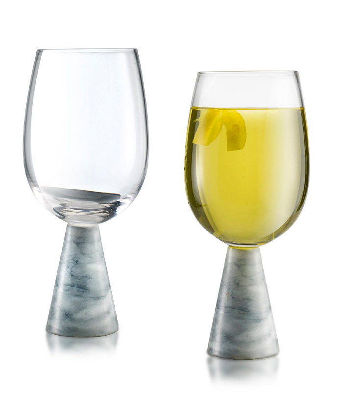 Qualia Glass Marble All Purpose Wine Glasses Set of 2 14 Oz