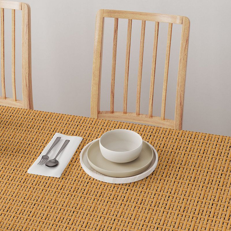 Square Tablecloth， 100% Polyester， 60x60， Bam boo Cane Wicker