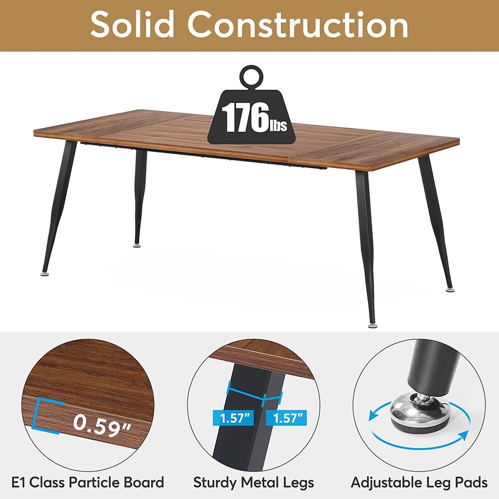 Large Dining Table for 6 to 8  70.9 Inch Kitchen Furniture  Brown/ Black