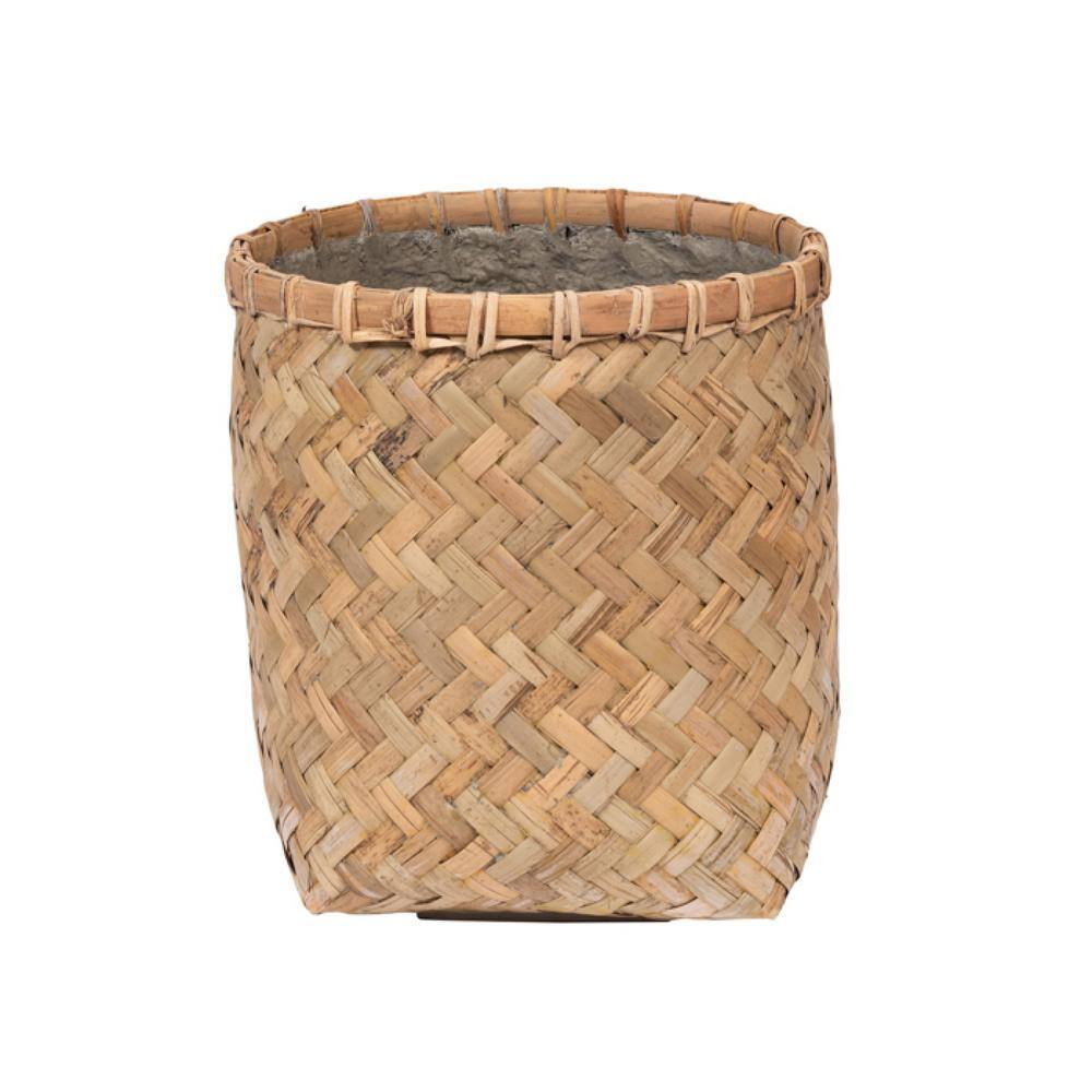 PotteryPots Zayn XXXS 12.4 in. Dia Bamboo IndoorOutdoor Round Planter T4101-33-BB