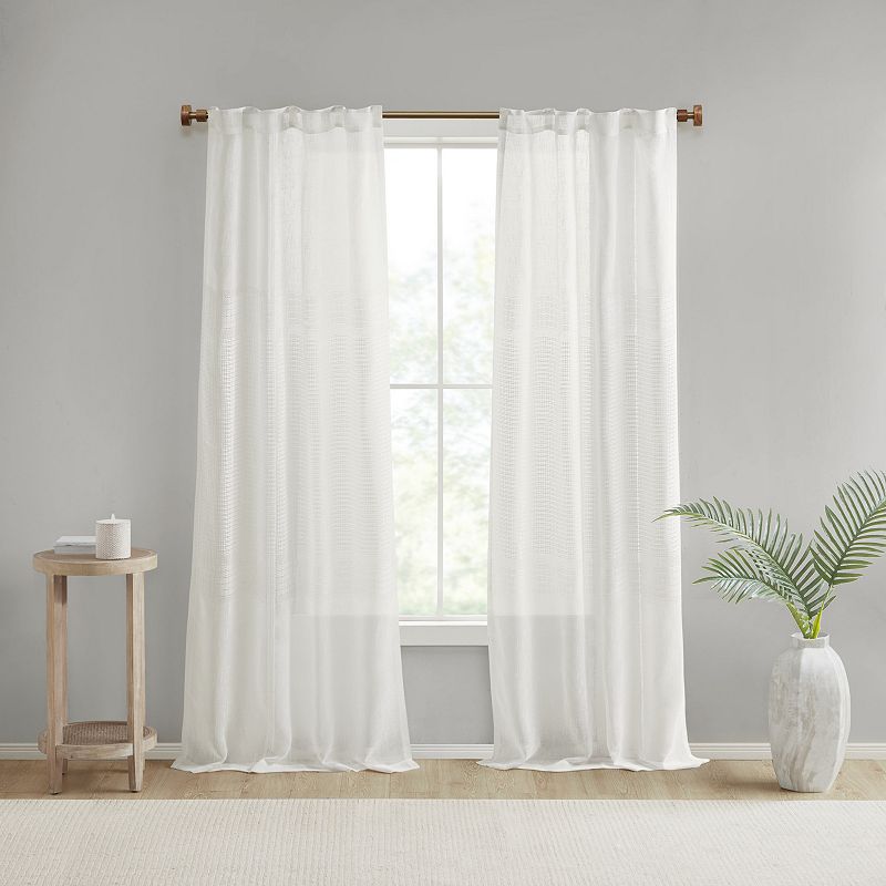 Madison Park 2-Pack Calista Yarn Dye Woven Linen Texture Sheer Rod Pocket Window Curtain Panels