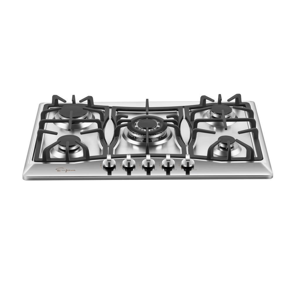 Empava 30 in Gas Cooktop in Stainless Steel with 5 Burners including Power Burners