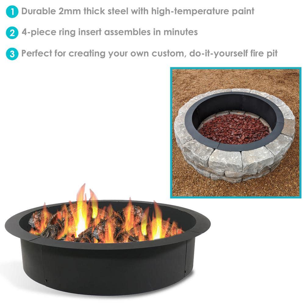 Sunnydaze Decor 36 in x 36 in Round HeavyDuty Steel Wood Burning Fire Pit Rim Liner