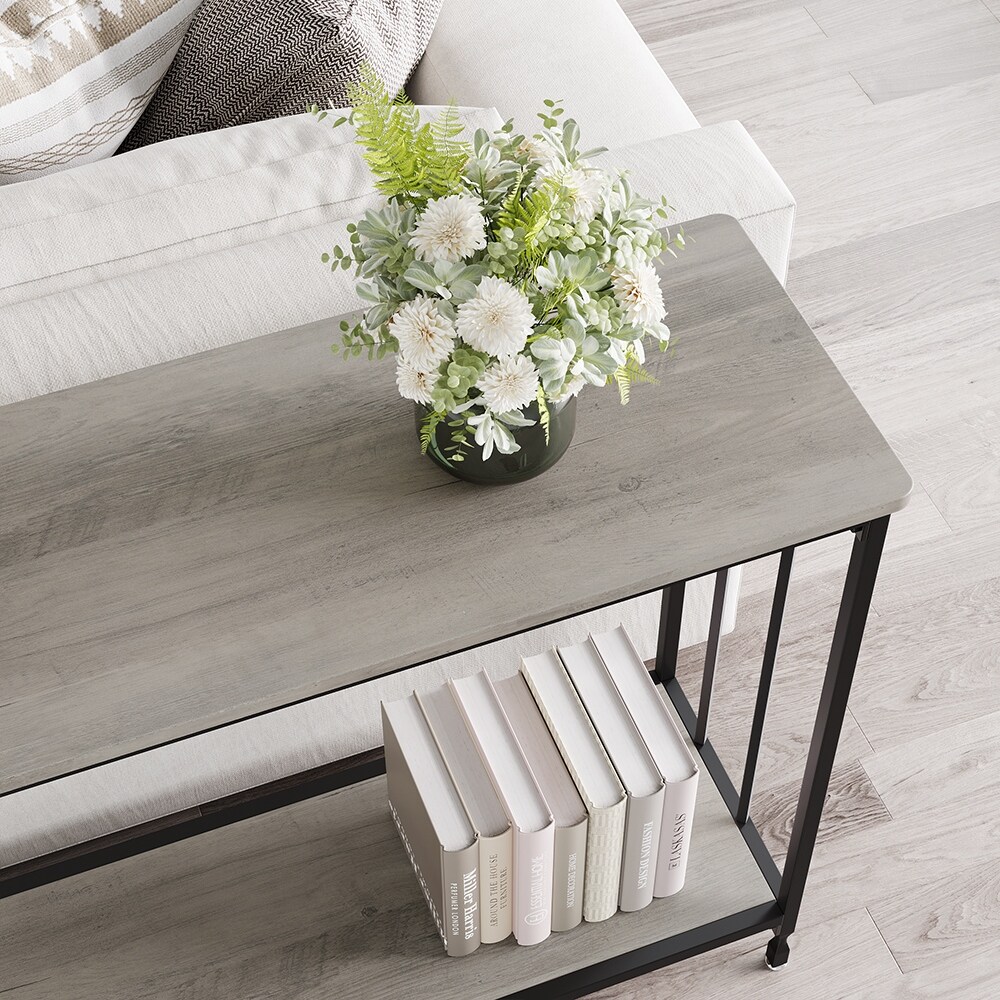 Console Table with Wood Shelf and Metal Frame