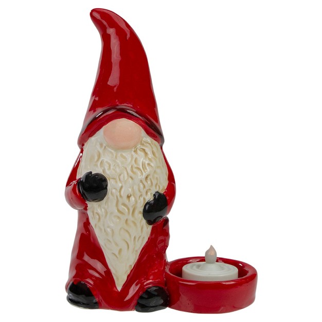 Red And Black Gnome Tea Light Christmas Candle Holder