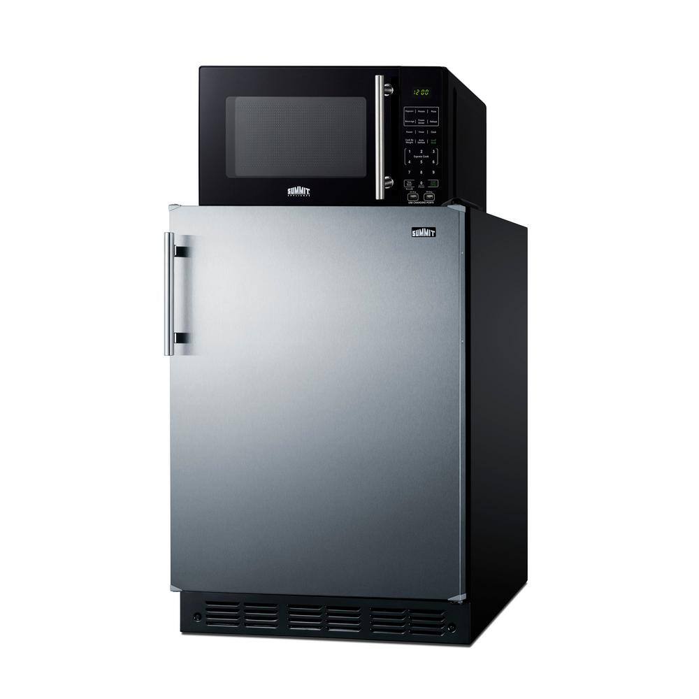 Summit Appliance 23.63 in. W 5.5 cu. ft. Mini Refrigerator in Stainless Steel with 0.7 cu. ft. Microwave Combo MRF6BK2SSA