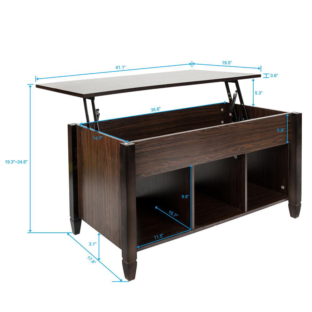 Ktaxon Lift Top Coffee End Table Storage Space Home Furniture，with Storage and Shelf Modern Occasional Table Brown