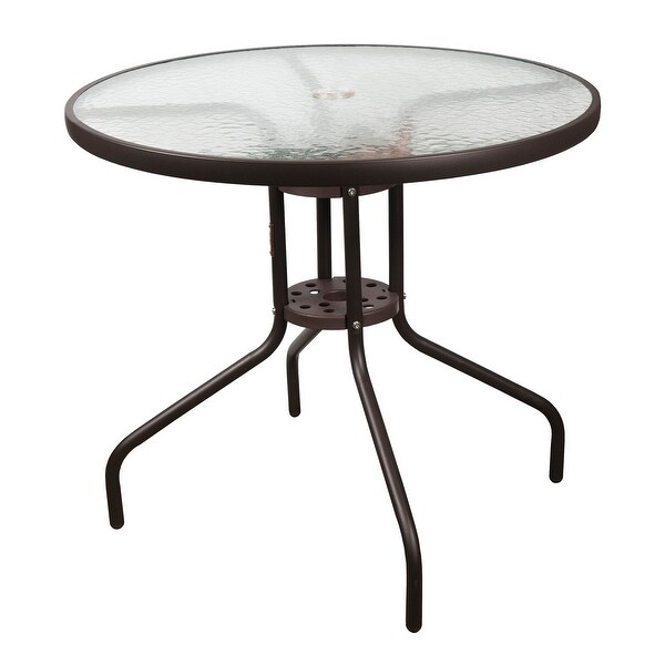 Garden Elements Outdoor Wave Glass Courtyard Restaurant Furniture Circular Steel Table