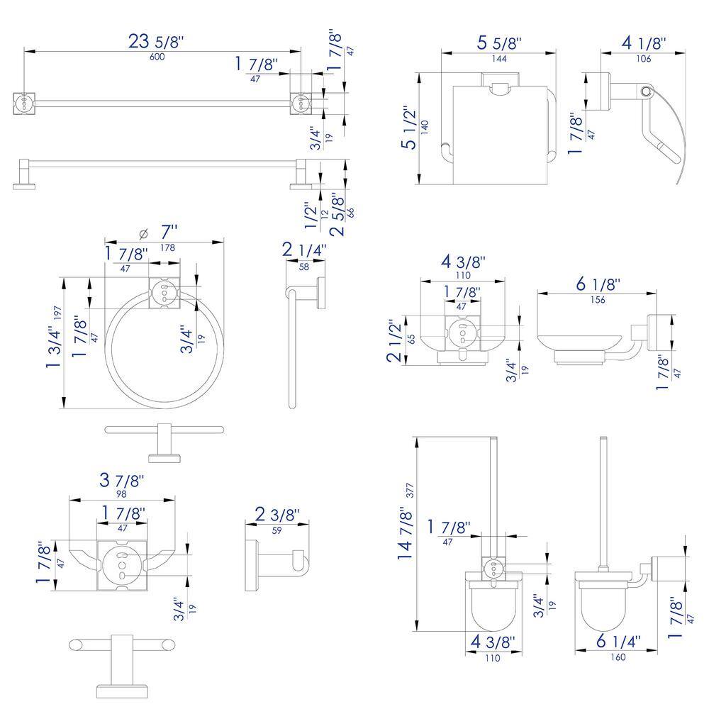 ALFI BRAND 6-Piece Bath Hardware Set in Polished Chrome AB9509-PC