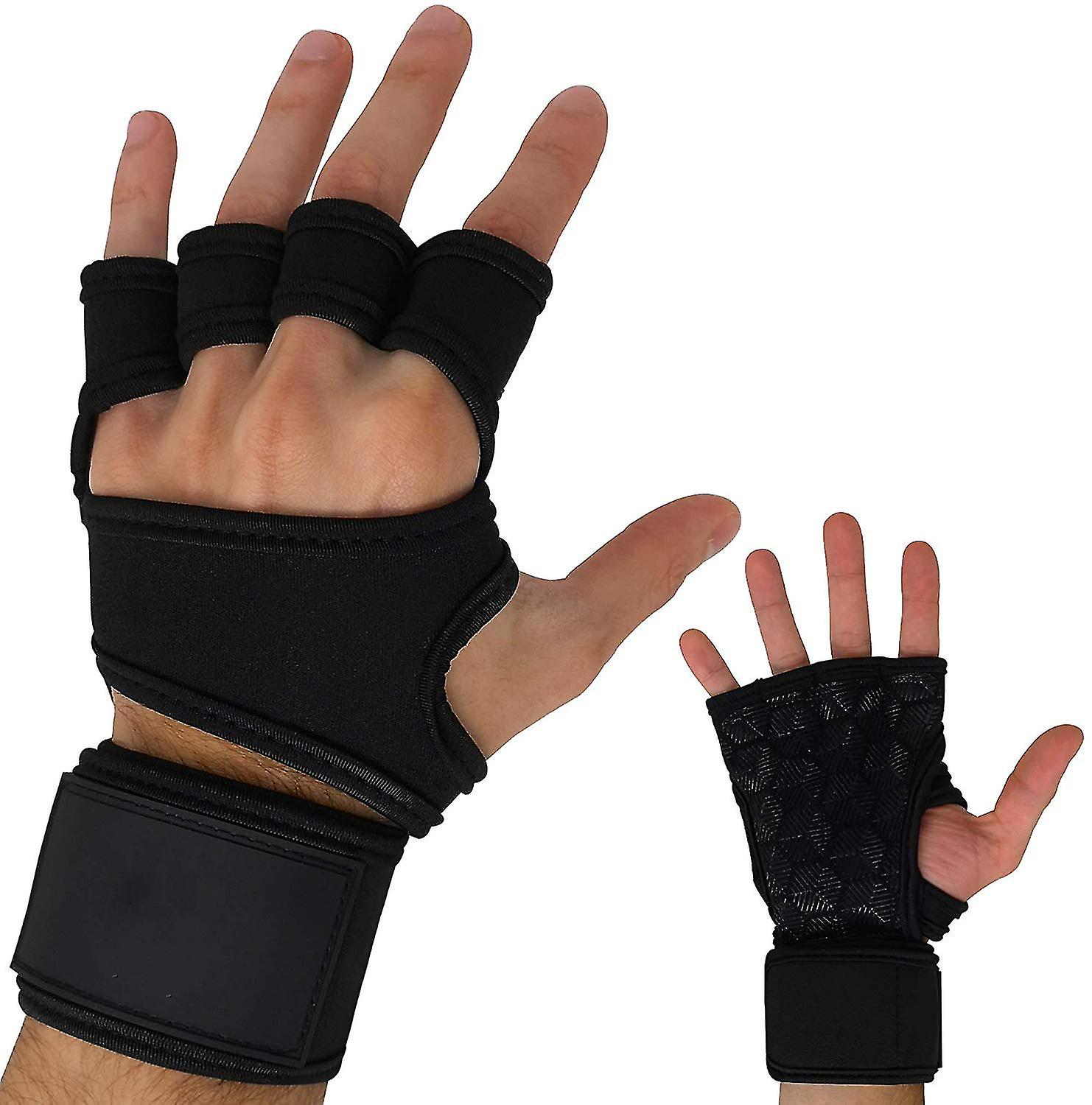 Fingerless Gym Gloves With Wrist Support For Women And Men - Hand Grips For Crossfit， Gymnastics， Calisthenics， Weight Lifting - Equipment For Bench P