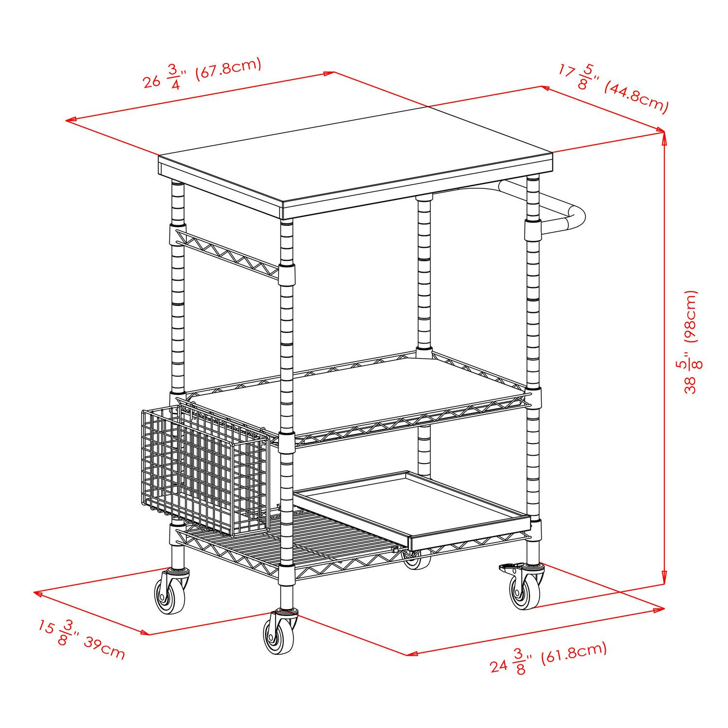 Winsome Wood Madera Utility Kitchen Cart， Bamboo and Chrome Finish