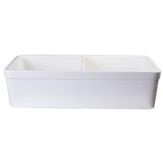 ALFI BRAND Decorative Lip Farmhouse Apron Fireclay 32 in. Double Basin Kitchen Sink in White AB512-W