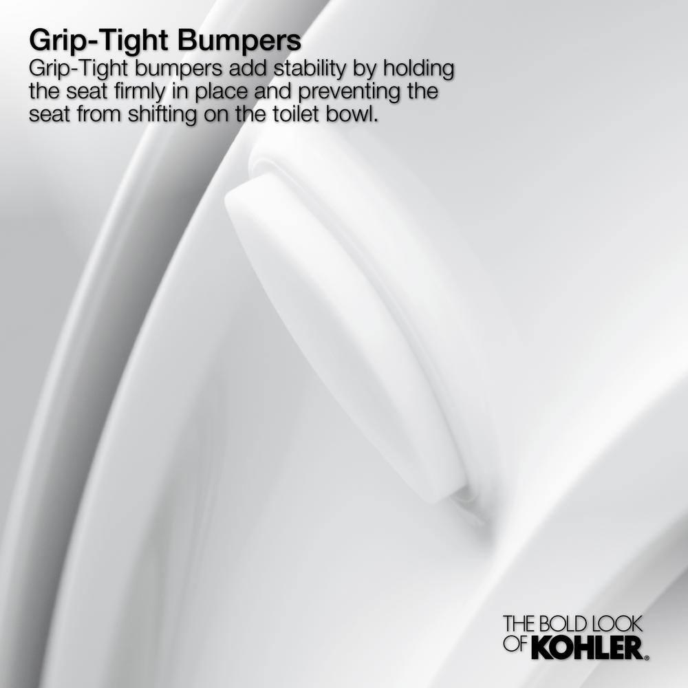 KOHLER Cachet LED Nightlight Round Quiet Closed Front Toilet Seat in Biscuit