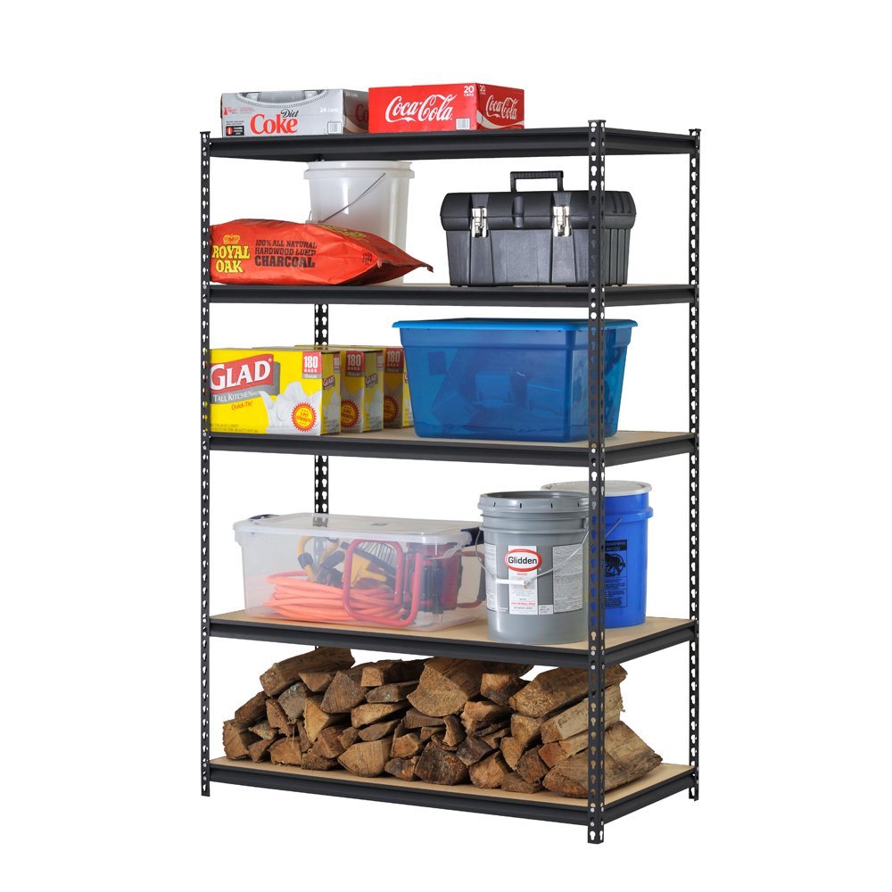 Zimtown 5-Shelf Steel Shelving Garage Storage Rack Organizer Black, 43