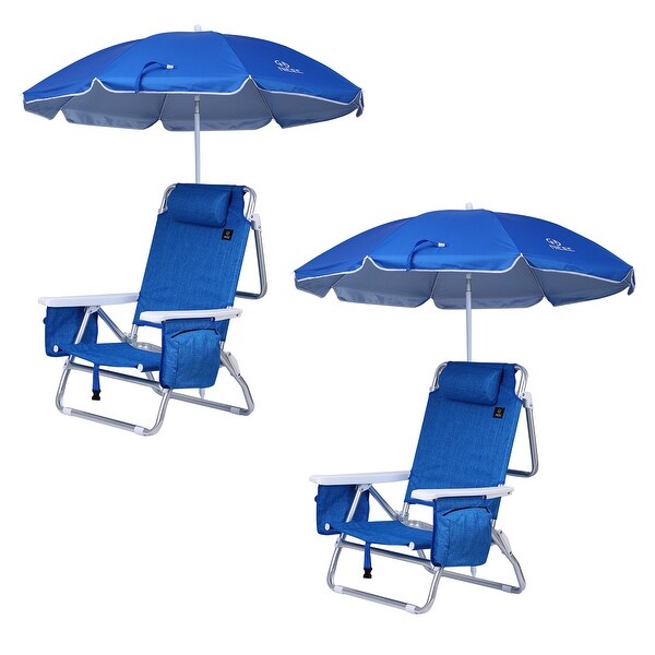 Backpack Beach Chair with Cooler and Umbrella，Cup Holder Outdoor，Ideal for Camping，BBQs，Travel，and Picnics