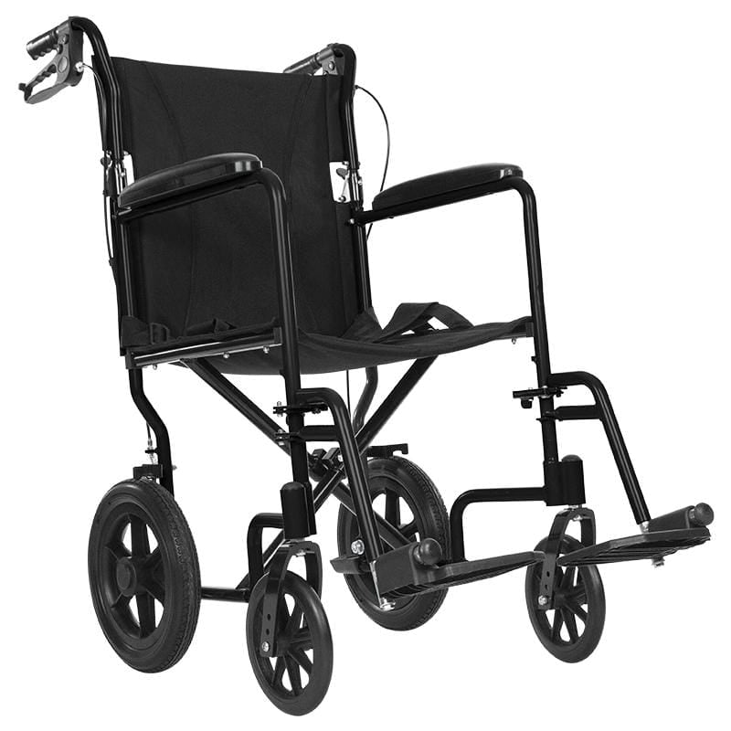 Vive Health Lightweight Folding Transport Wheelchair w/ Dual Brakes - All Terrain Tires, 300Lbs Weight Capacity, Fully Assembled