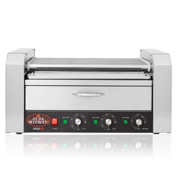 Electric Hot Dog Roller Grill Cooker Machines with Bun Warmer and Cover - Silver