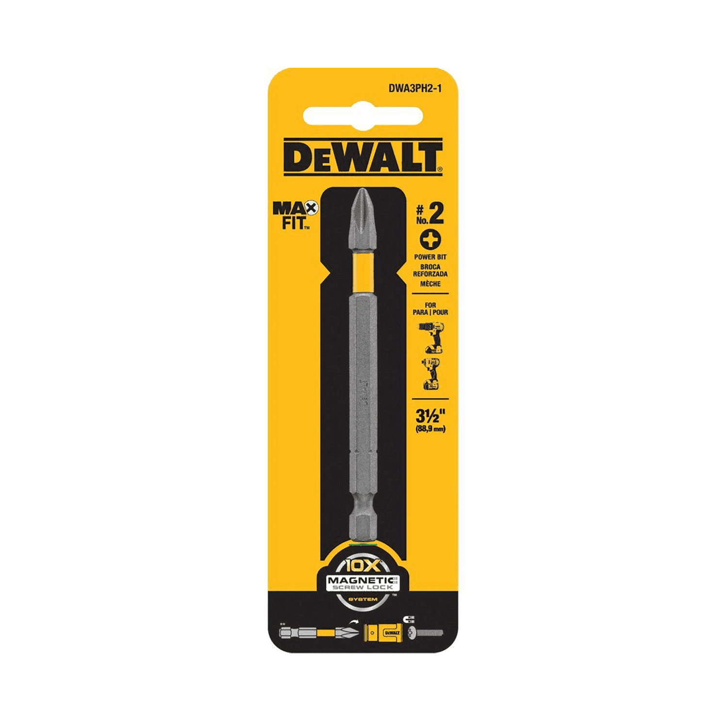 DW Max Fit Phillips #2 X 3-1/2 in. L Power Bit S2 Tool Steel 1 pc