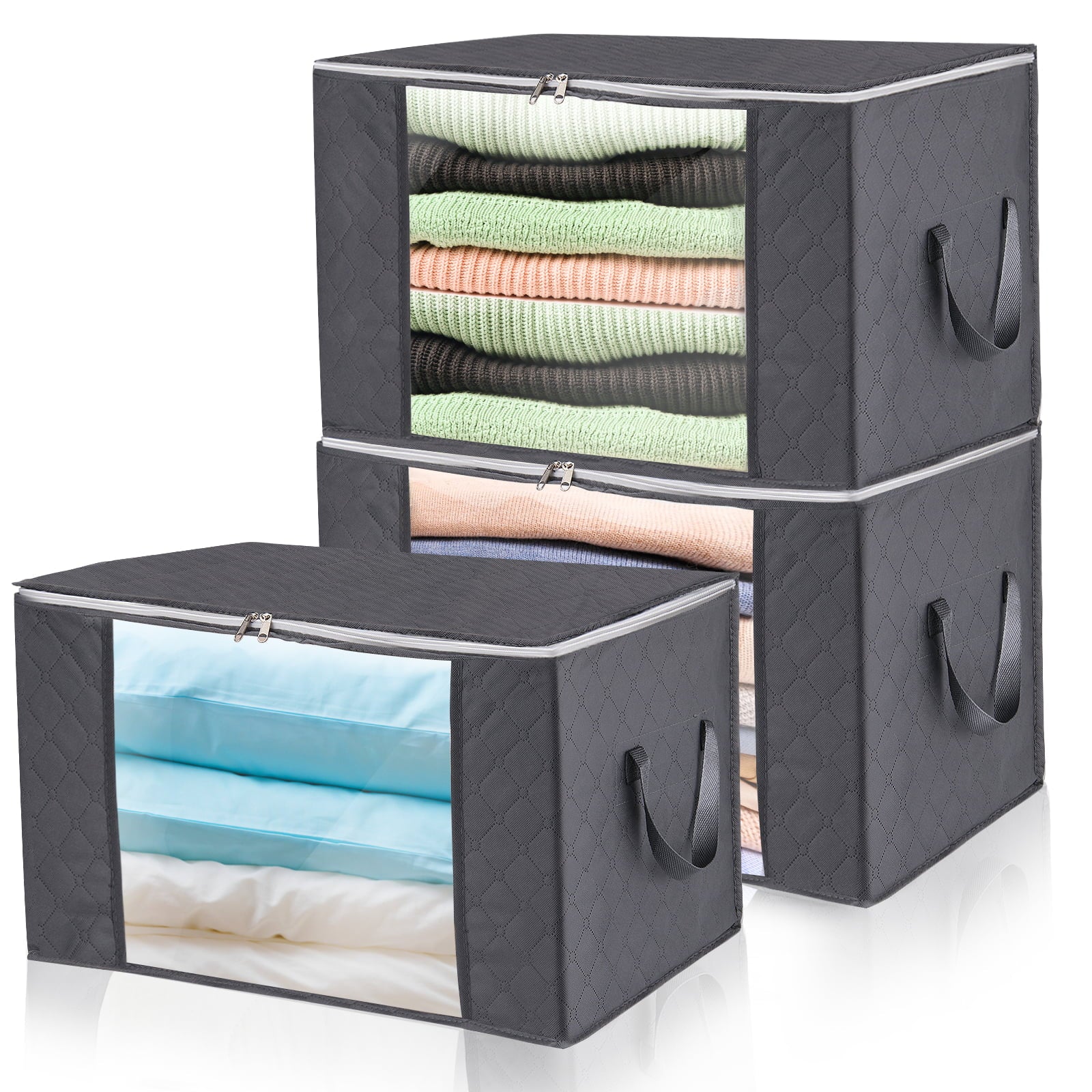 Wardrobe Clothes Organizer – 3-Pack Large Storage Containers for Clothes